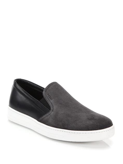 prada suede sneakers mens|prada suede slip on sneakers.